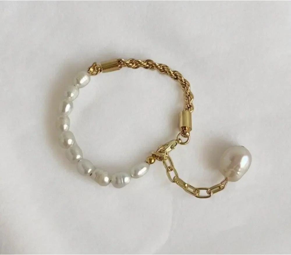 NEW baroque pearl twist chain bracelet jewelry B22A